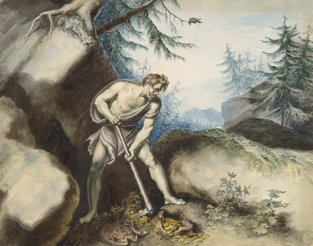 Timon Of Athens Iv 3 Timon Laying Aside The Gold Wall Art by Johann Heinrich Ramberg - High-Resolution Digital Print