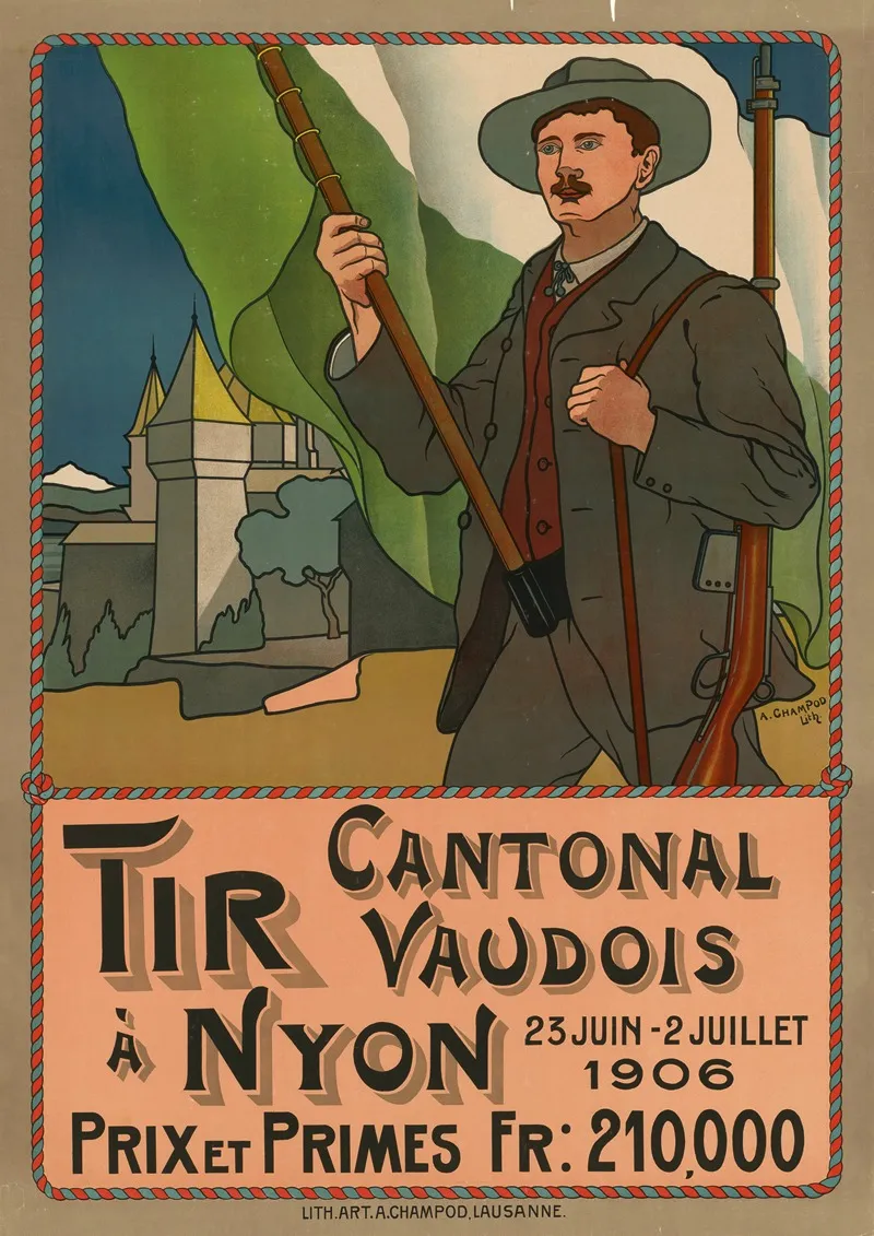 Tir Cantonal Vaudois A Nyon 1906 Wall Art by A. Champod - High-Resolution Digital Print