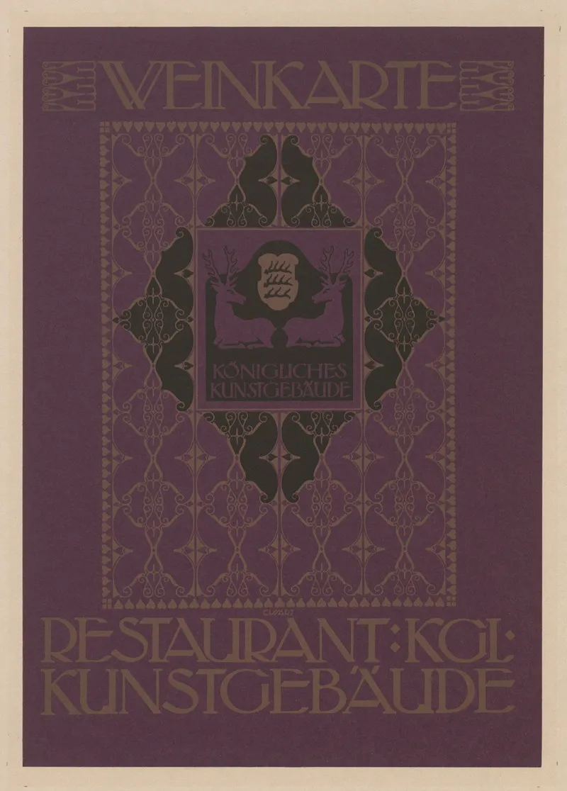 Titelblatt Der Weinkarte Restaurant Kgl Kunstgebaude Zu Stuttgart