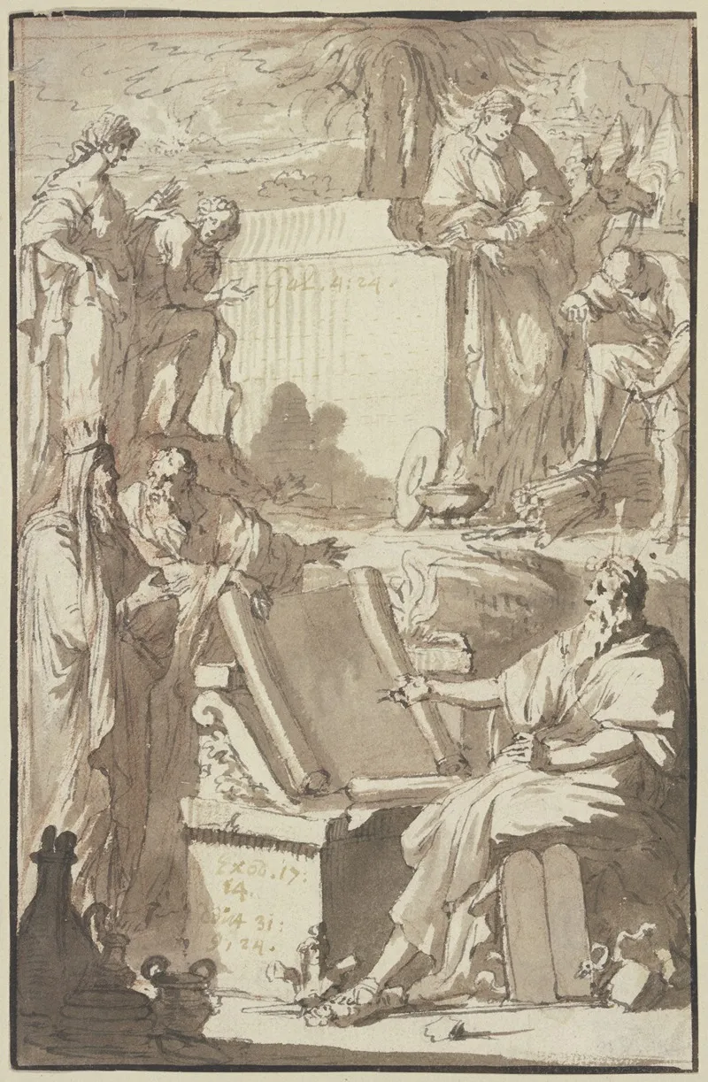 Titelblatt Oben Das Motiv Der Arkadischen Hirten Poussins Unten Rechts Mose Wall Art by Pieter Tanjé - High-Resolution Digital Print