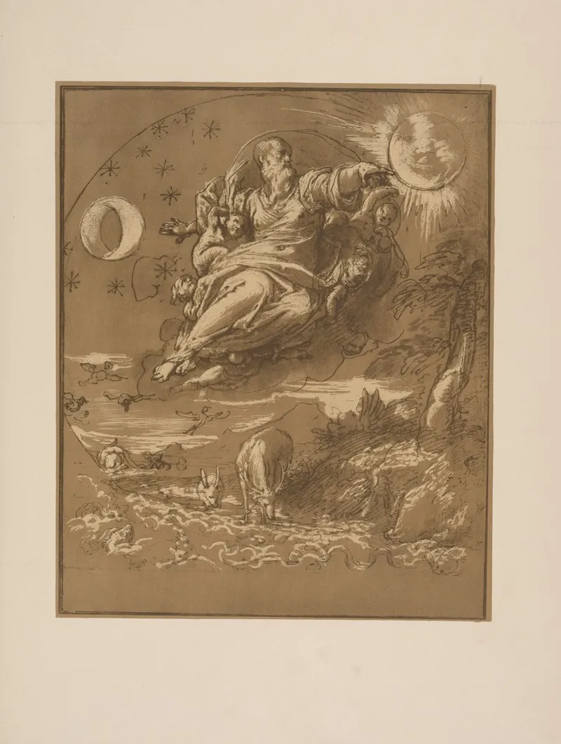 Titian God The Father Floating In The Ethereal Sphere