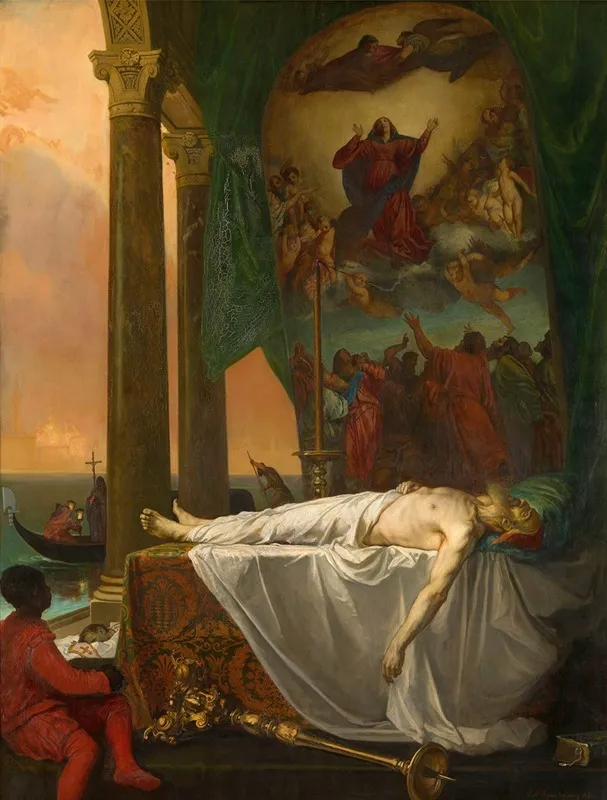 Titian Lying In State In The Palazzo Barbarigo Wall Art by Joseph Nicolas Robert-Fleury - High-Resolution Digital Print
