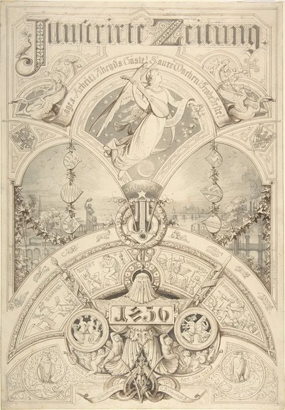 Title Page For Illustrirte Zeitung 1856 Wall Art by Johann Caspar Nepomuk Scheuren - High-Resolution Digital Print