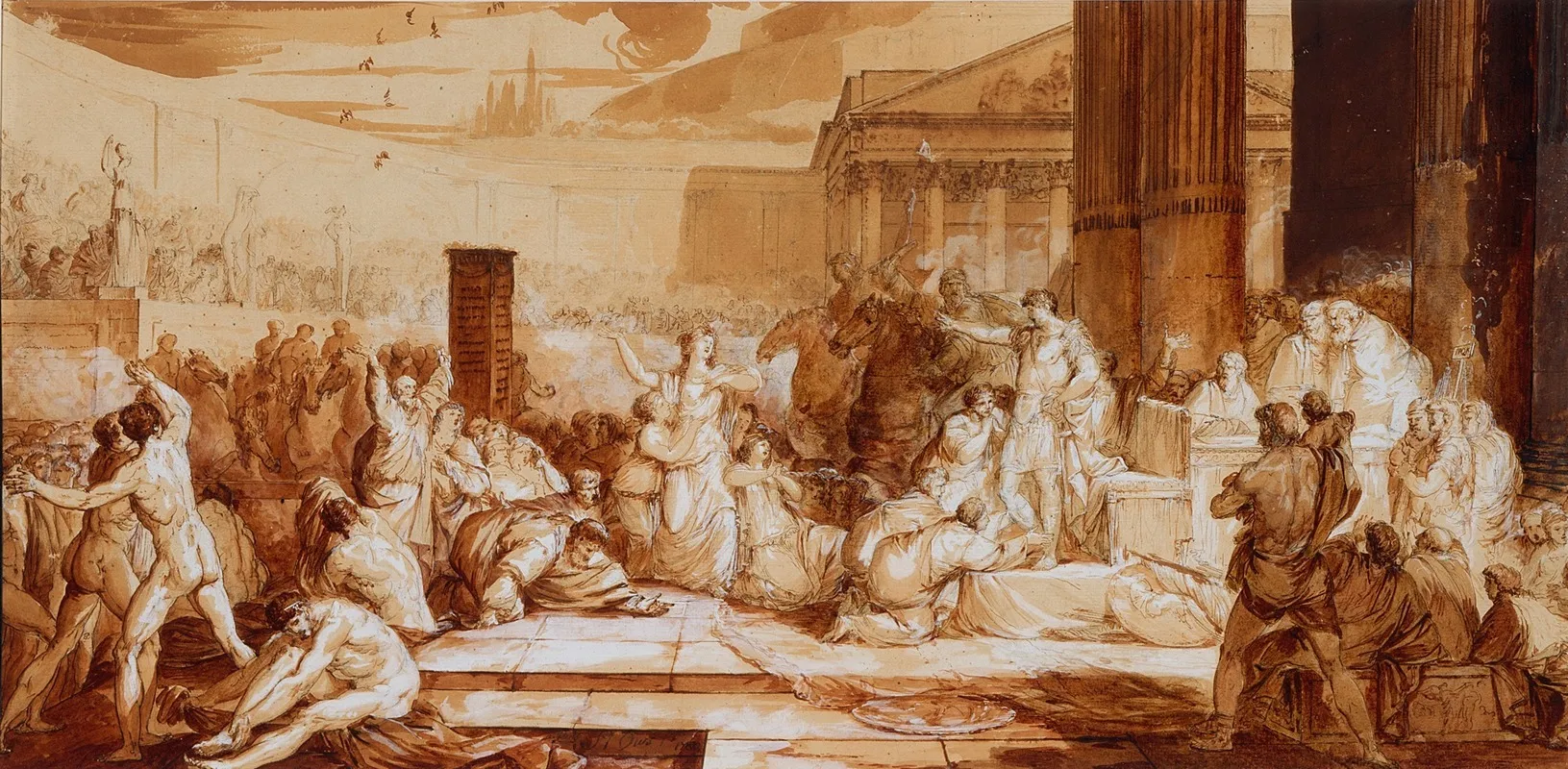 Titus Quincticus Flaminius Granting Liberty To Greece At The Isthmian Games Wall Art by Jean Pierre Saint-Ours - High-Resolution Digital Print