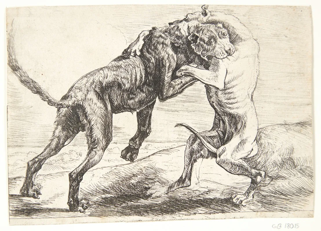 To Hunde Der Kaemper Wall Art by Paulus van Hillegaert II - High-Resolution Digital Print