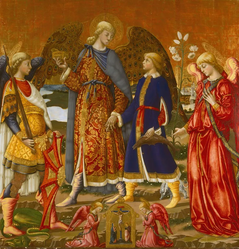 Tobias And Three Archangels Wall Art by Neri di Bicci - High-Resolution Digital Print