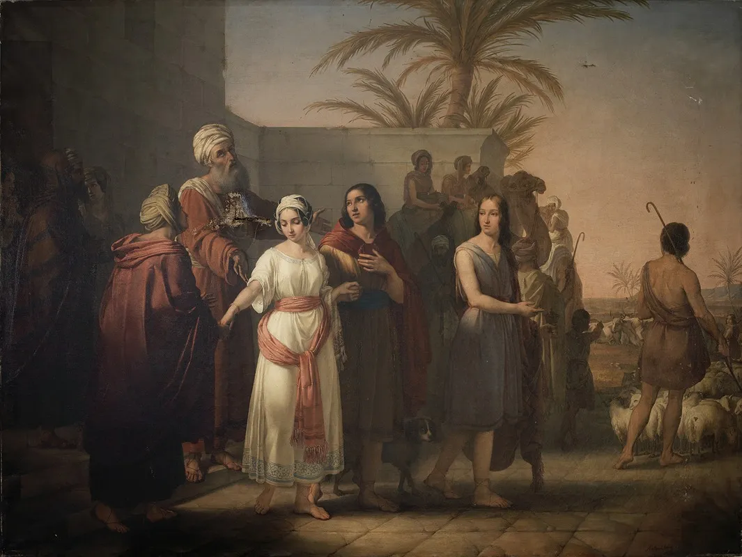 Tobias Nimmt Mit Seiner Frau Abschied Von Seinen Schwiegereltern Um Zu Seinem Vater Zuruckzukehren Wall Art by Francesco Antonibon di Venezia - High-Resolution Digital Print