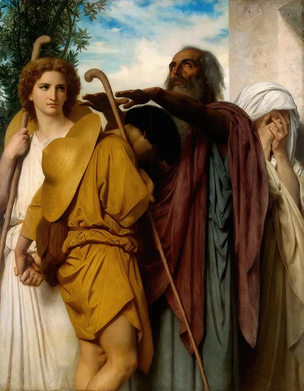 Tobias Saying Good Bye To His Father Wall Art by William Bouguereau - High-Resolution Digital Print