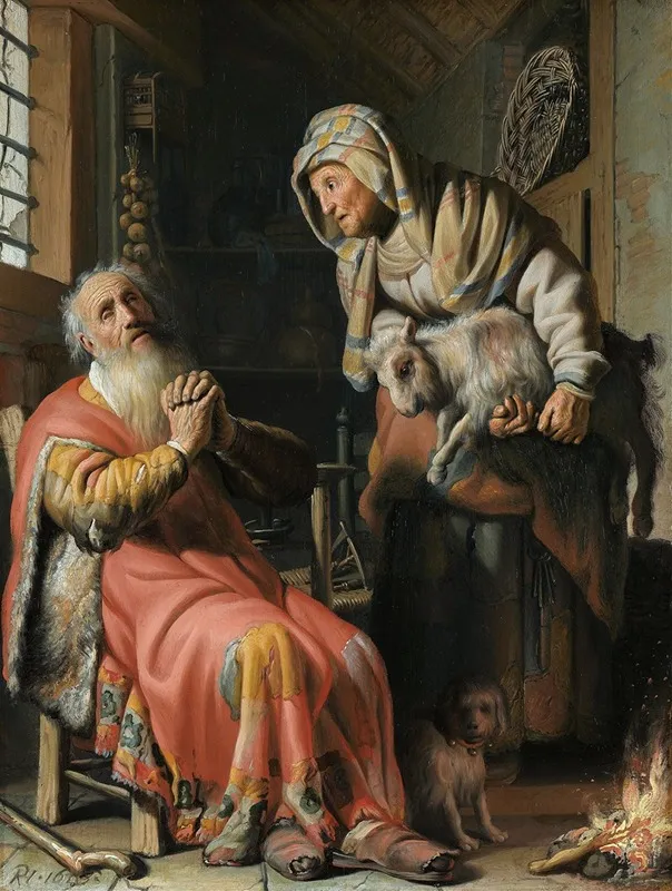 Tobit And Anna With The Kid Wall Art by Rembrandt van Rijn - High-Resolution Digital Print