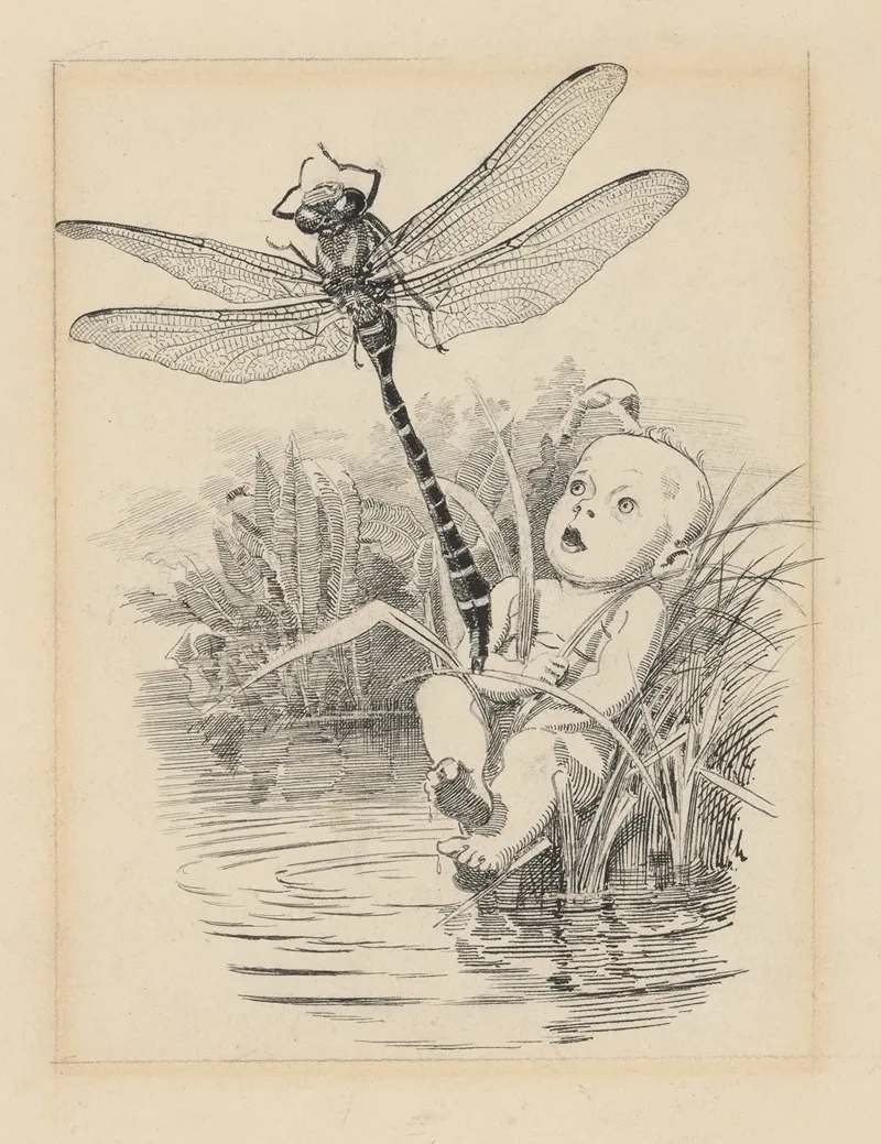 Tom And Dragonfly Wall Art by Edward Linley Sambourne - High-Resolution Digital Print
