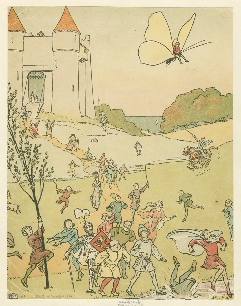 Tom Thumb Hitches A Ride On A Butterfly