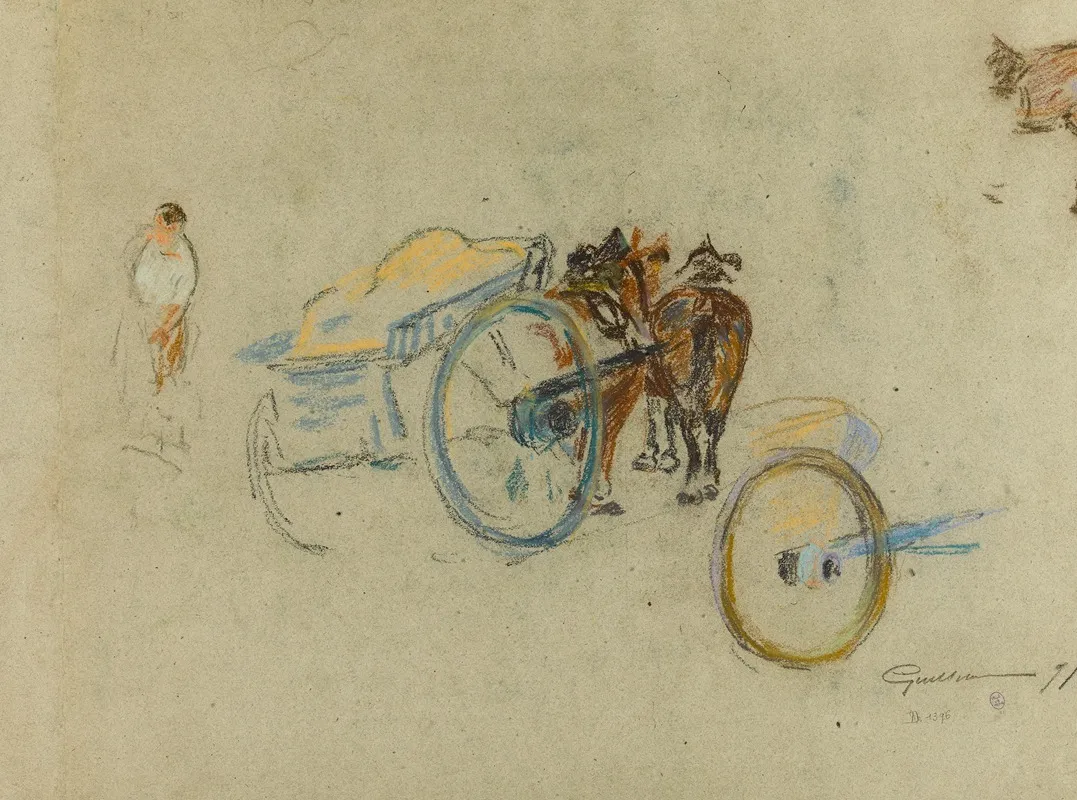 Tombereau Attele De Deux Chevaux