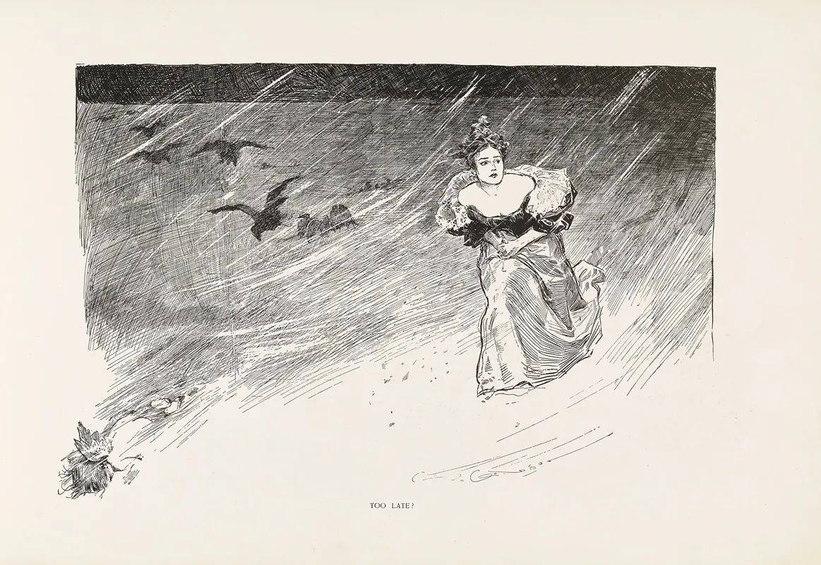 Too Late Wall Art by Charles Dana Gibson - High-Resolution Digital Print