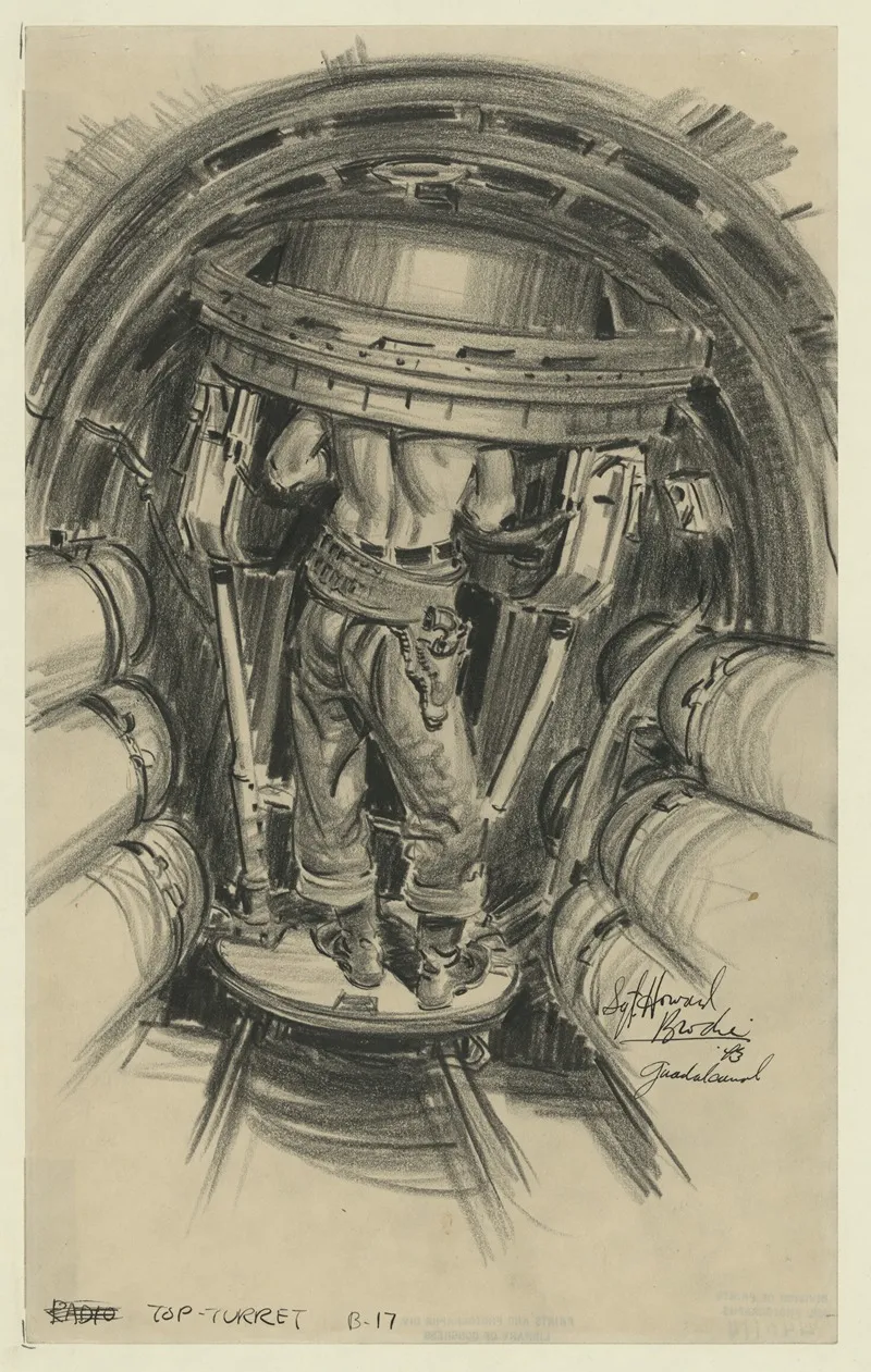 Top Turret B 17 Wall Art by Howard Brodie - High-Resolution Digital Print