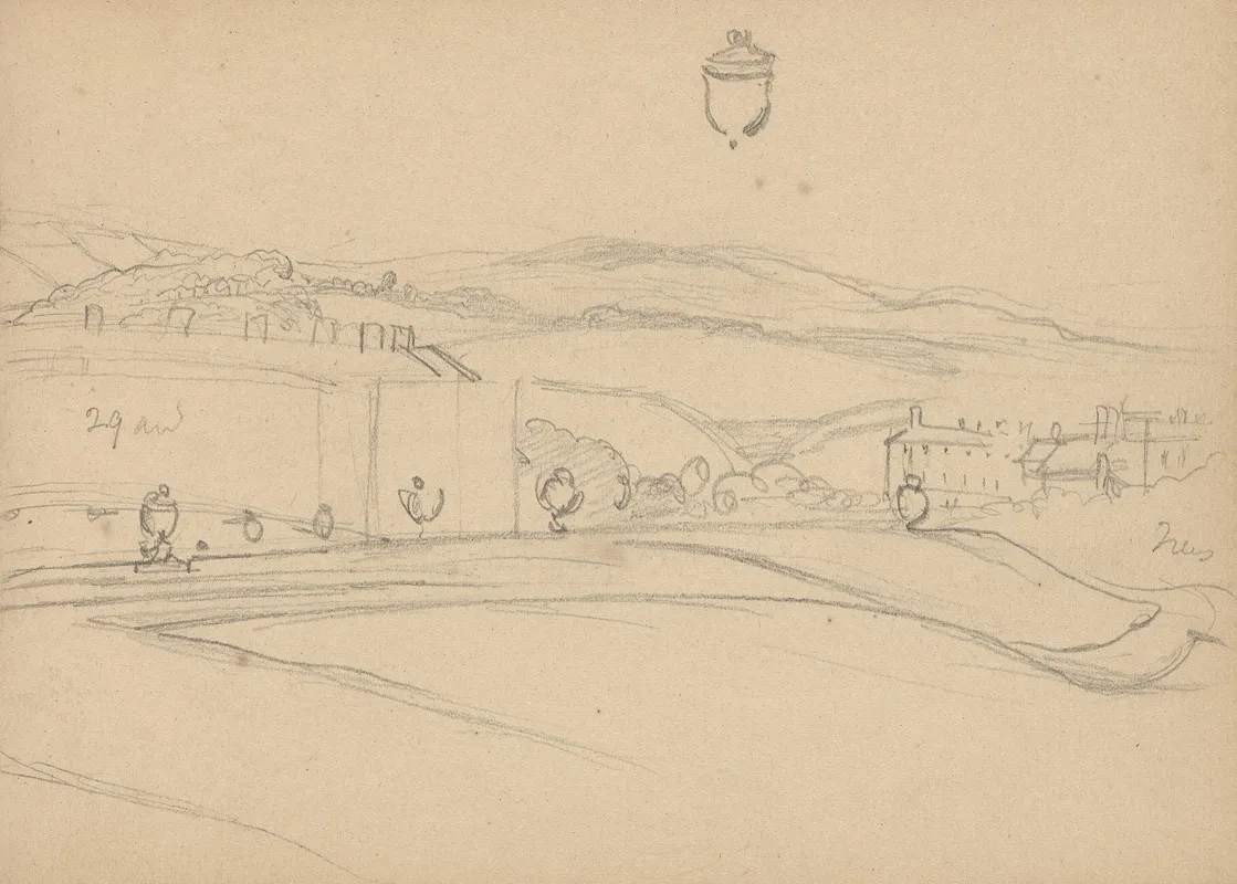 Topographical View Of A Town And Surrounding Country