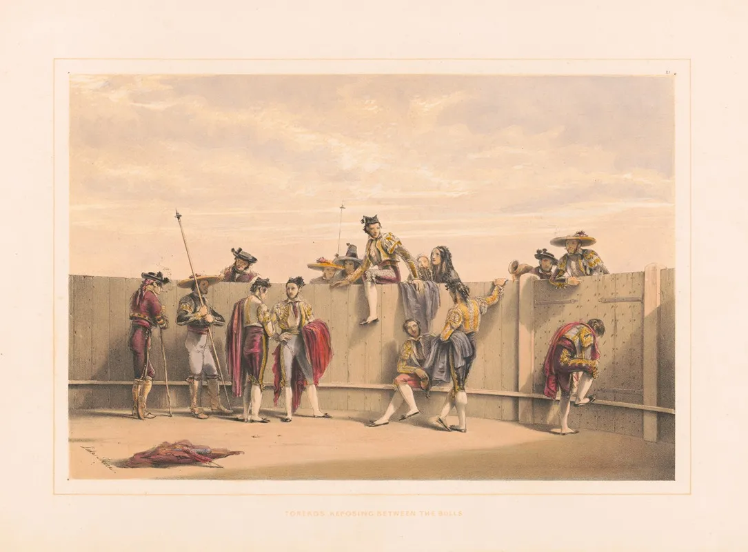 Toreros Reposing Between The Bulls Wall Art by William Henry Lake Price - High-Resolution Digital Print