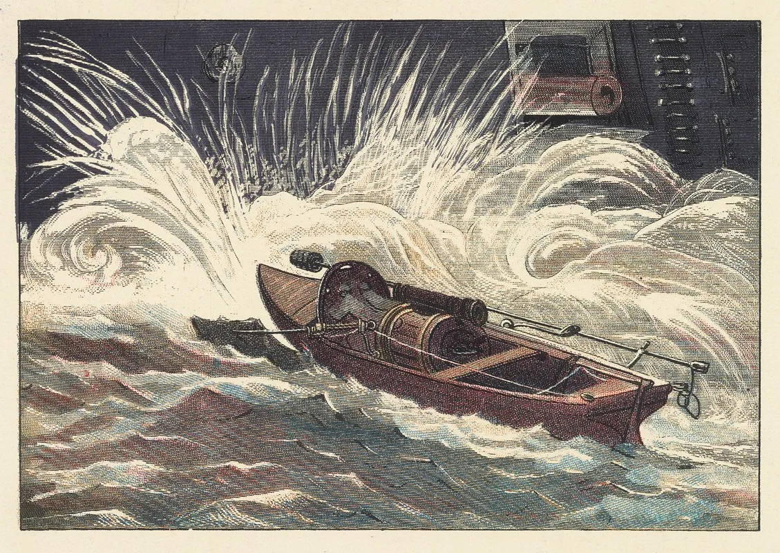 Torpedo Boat Attacking A Large War Vessel Wall Art by John Howard Appleton - High-Resolution Digital Print