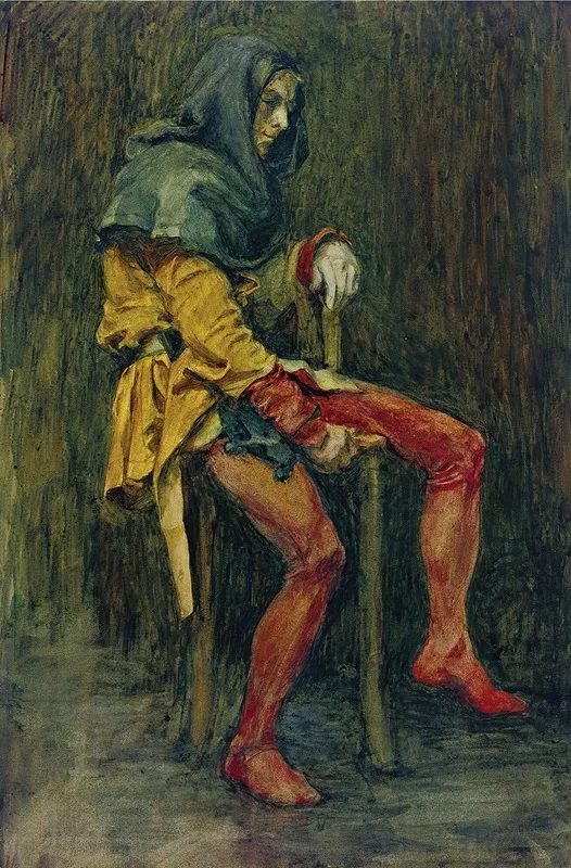 Touchstone The Jester Wall Art by John William Waterhouse - High-Resolution Digital Print