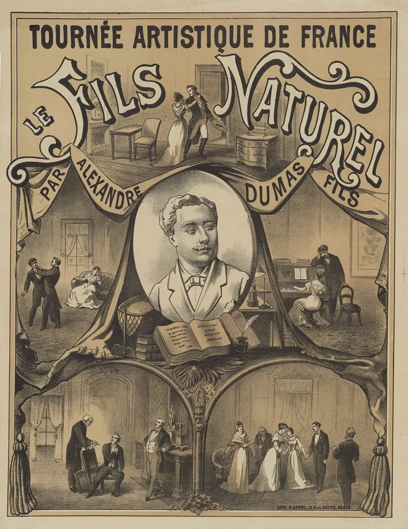 Tournee Artistique De France Le Fils Naturel Comedie Par Alexandre Dumas Wall Art by Lith. F. Appel - High-Resolution Digital Print