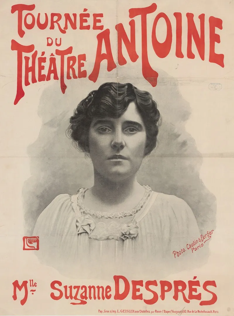 Tournee Du Theatre Antoine Mlle Suzanne Despres Wall Art by Louis Geisler - High-Resolution Digital Print