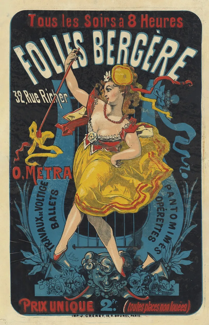 Tous Les Soirs A 8 Heures Folies Bergere 32 Rue Richer O Metra Travaux De Voltige Ballets Pantomimes Operettes
