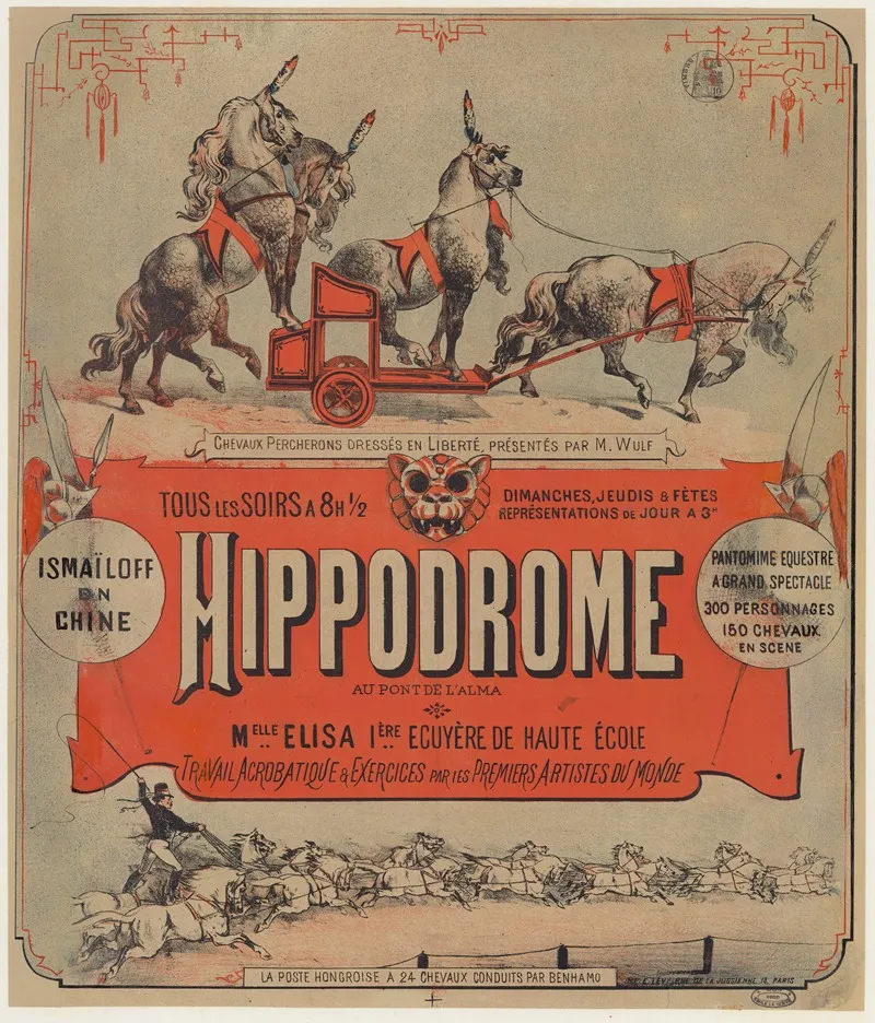 Tous Les Soirs A 8h 1 2 Hippodrome Ismailoff En Chine Wall Art by Imp. Emile Lévy - High-Resolution Digital Print