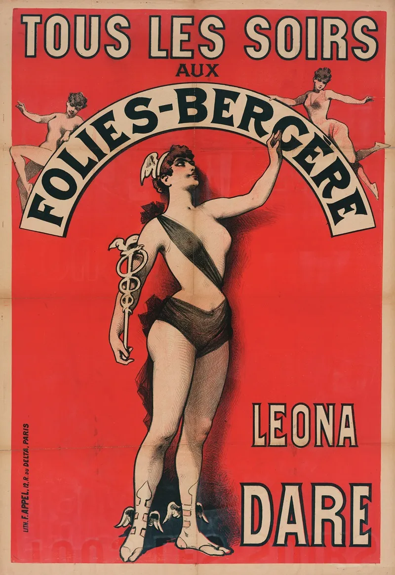 Tous Les Soirs Aux Folies Bergere Leona Dare Wall Art by Lith. F. Appel - High-Resolution Digital Print