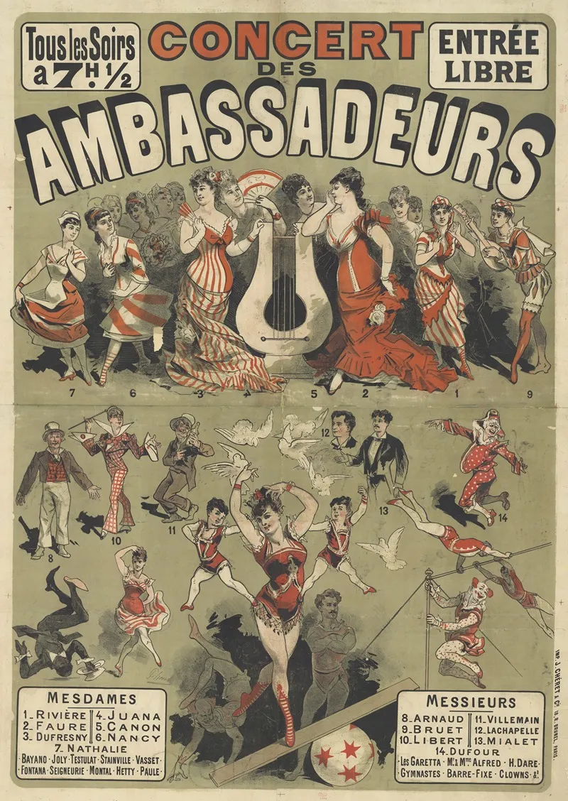 Tous Les Soirs Concert Des Ambassadeurs Mesdames Riviere Faure Dufresny Messieurs Arnaud Bruet Libert