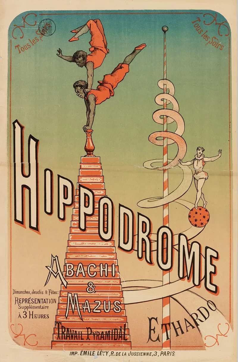 Tous Les Soirs Tous Les Soirs Hippodrome Abachi Mazus Travail Pyramidal Wall Art by Imp. Emile Lévy - High-Resolution Digital Print