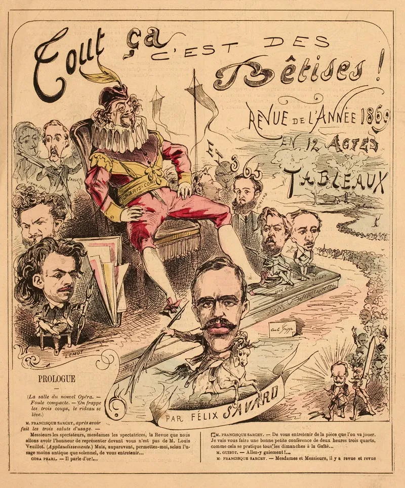 Tout Ca Cest Des Betises Revue De Lannee 1869 En 12 Actes Et 365 Tableaux Wall Art by Valentin Achille Lemot - High-Resolution Digital Print