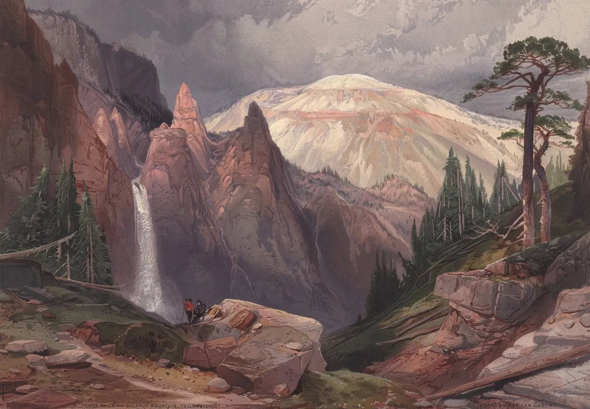 Tower Falls And Sulphur Mountain Yellowstone 2 Wall Art by Thomas Moran - High-Resolution Digital Print