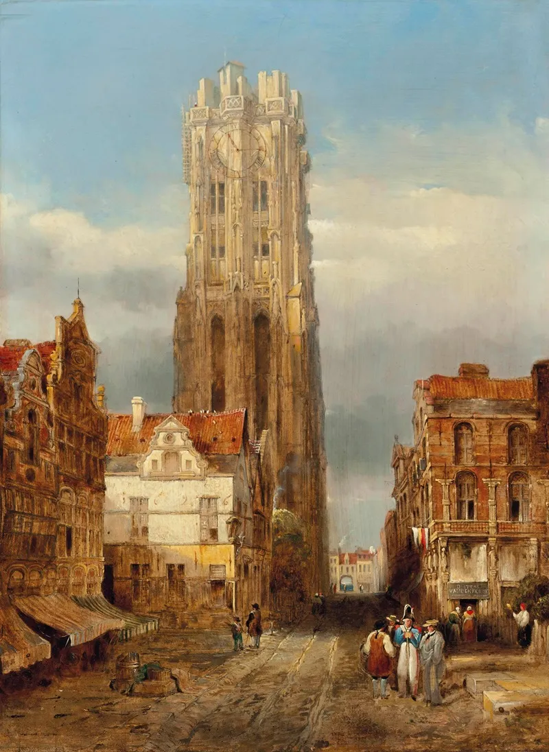 Tower Of The Church Of St Rombouts Mechelen Wall Art by David Roberts - High-Resolution Digital Print