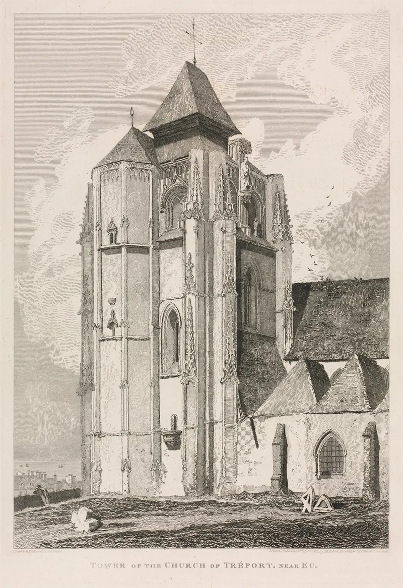 Tower Of The Church Of Treport Near Eu Wall Art by John Sell Cotman - High-Resolution Digital Print