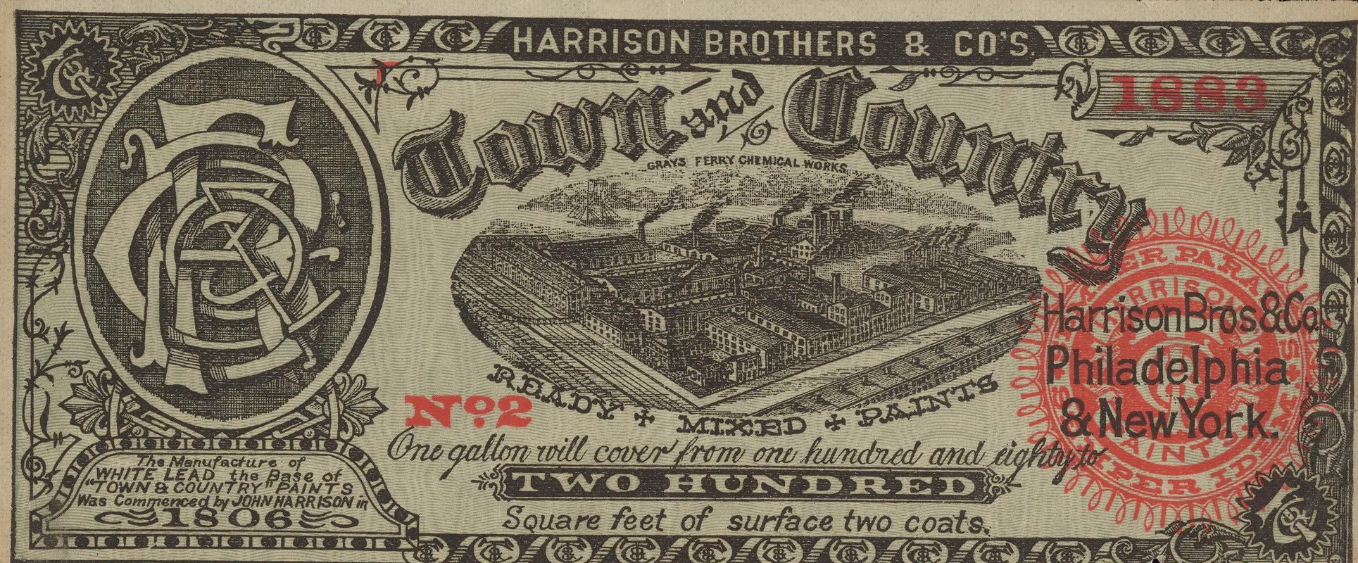 Town And Country Ready Mixed Paints Advertising Note 2 Wall Art by Harrison Bros. &amp; Co. - High-Resolution Digital Print
