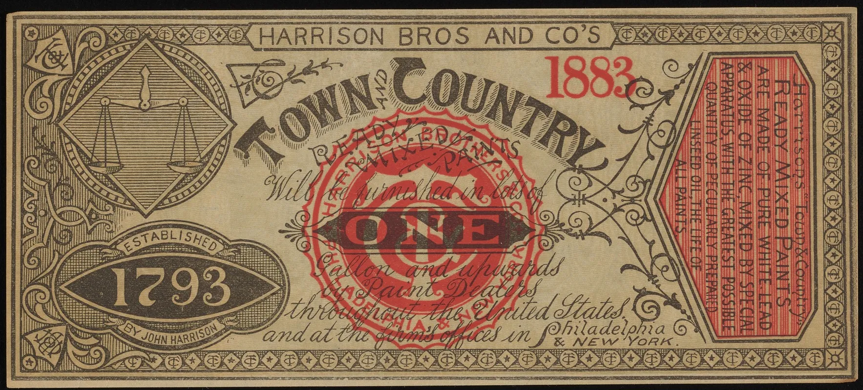 Town And Country Ready Mixed Paints Advertising Note Wall Art by Harrison Bros. & Co. - High-Resolution Digital Print