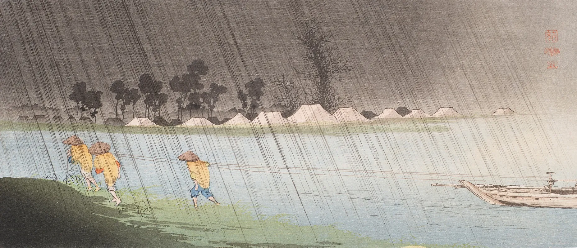 Towpath In The Rain Wall Art by Uehara Konen - High-Resolution Digital Print