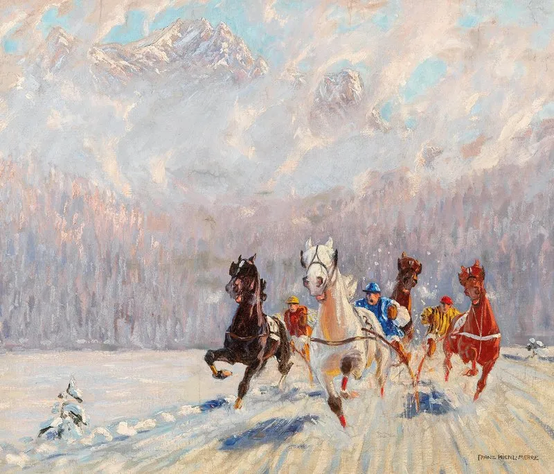 Trabrennen Im Winter Wall Art by Franz Hienl-Merre - High-Resolution Digital Print