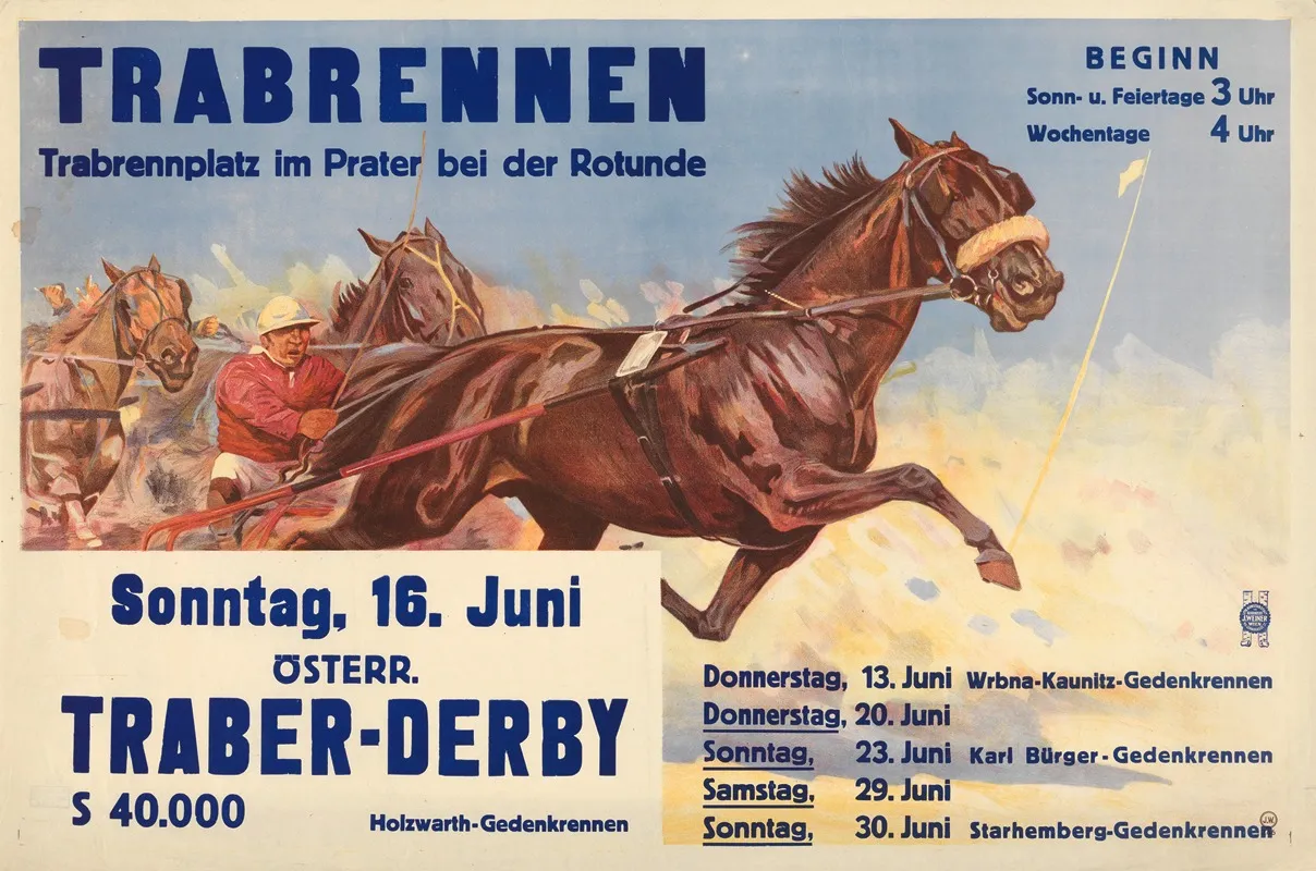 Trabrennen Trabrennplatz Im Prater Bei Der Rotunde Wall Art by Ludwig Koch - High-Resolution Digital Print