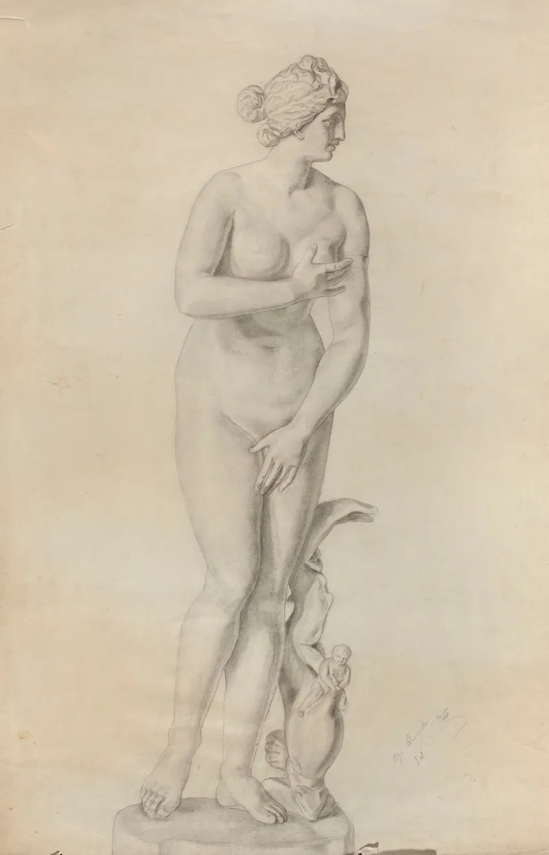 Tracing From A Copy Of Praxiteles Sculpture In The Type Of The Venus De Medici
