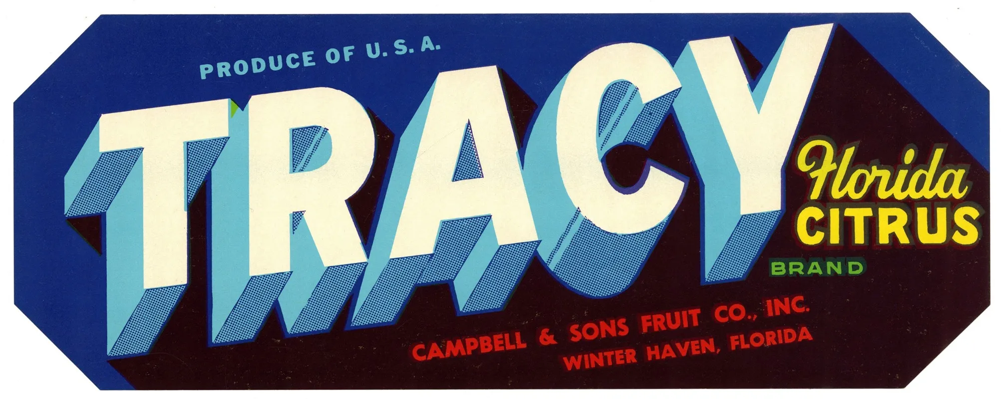 Tracy Brand Florida Citrus Label