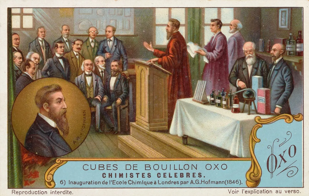 Trade Card For Cubes De Bouillon Oxo With August Wilhelm Von Hofmann Wall Art by Liebig's Extract of Meat Company - High-Resolution Digital Print