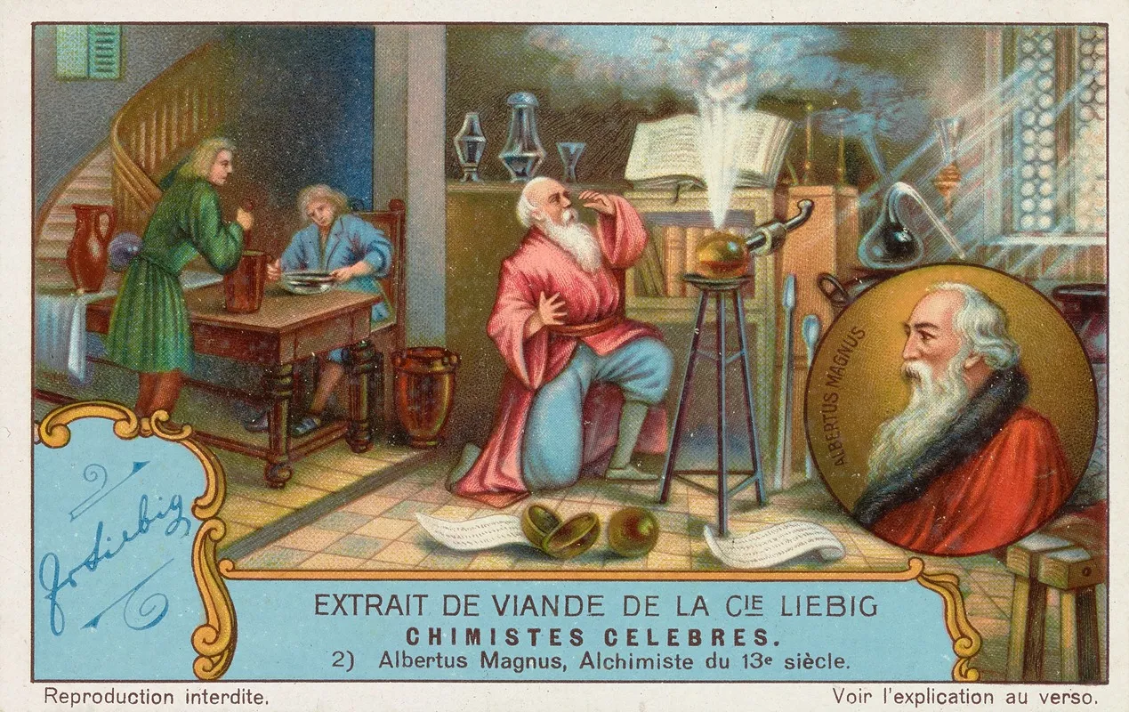 Trade Card For Extrait De Viande De La Cie Liebig With Albertus Magnus Wall Art by Liebig's Extract of Meat Company - High-Resolution Digital Print