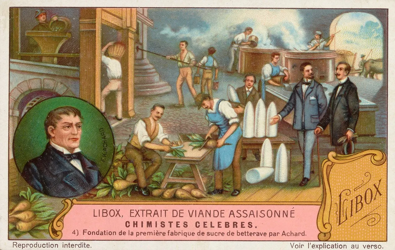 Trade Card For Libox Extrait De Viande Assaisonne With Franz Karl Achard Wall Art by Liebig's Extract of Meat Company - High-Resolution Digital Print