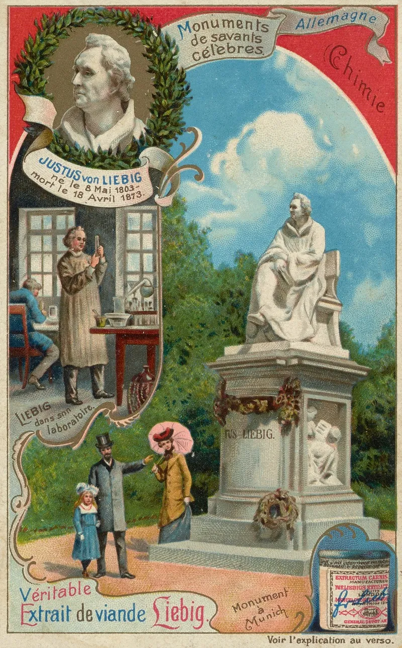 Trade Card For Veritable Extrait De Viande Liebig With Justus Von Liebig Wall Art by Liebig's Extract of Meat Company - High-Resolution Digital Print