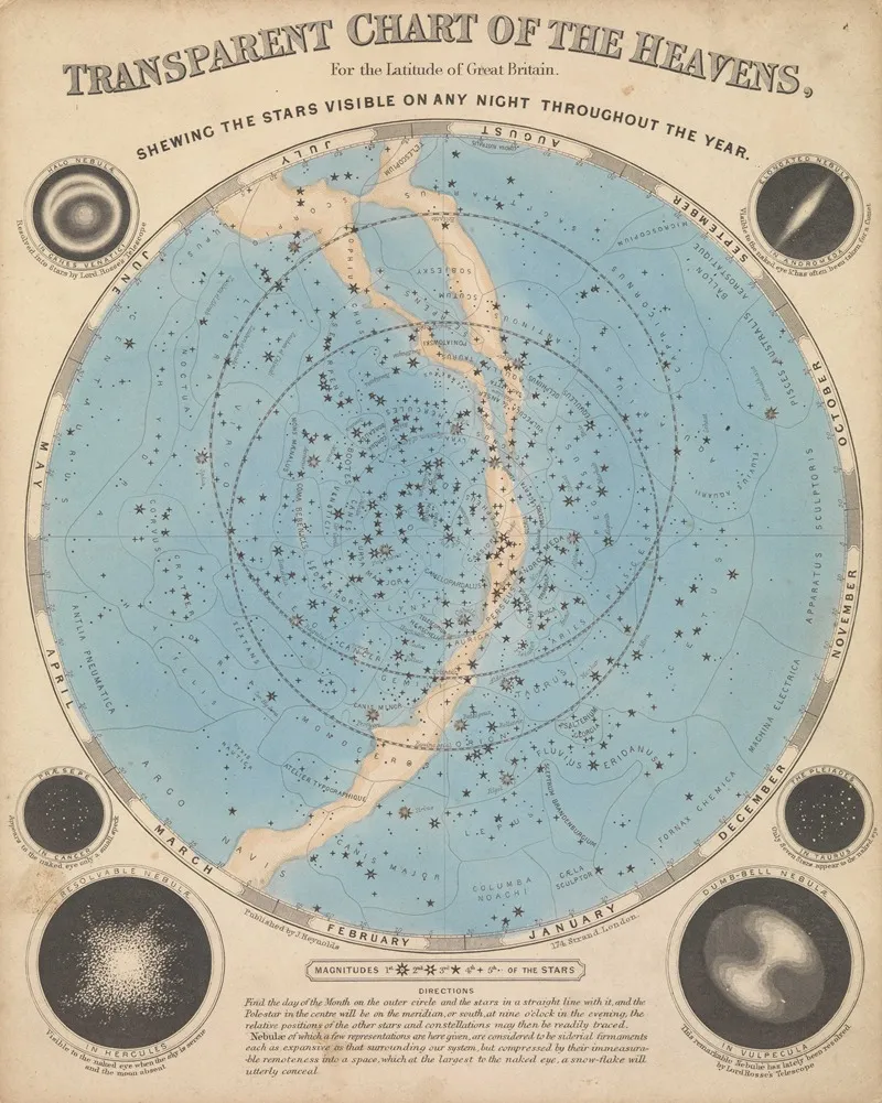 Transparent Chart Of The Heavens For The Latitude Of Great Britain Wall Art by John Emslie - High-Resolution Digital Print