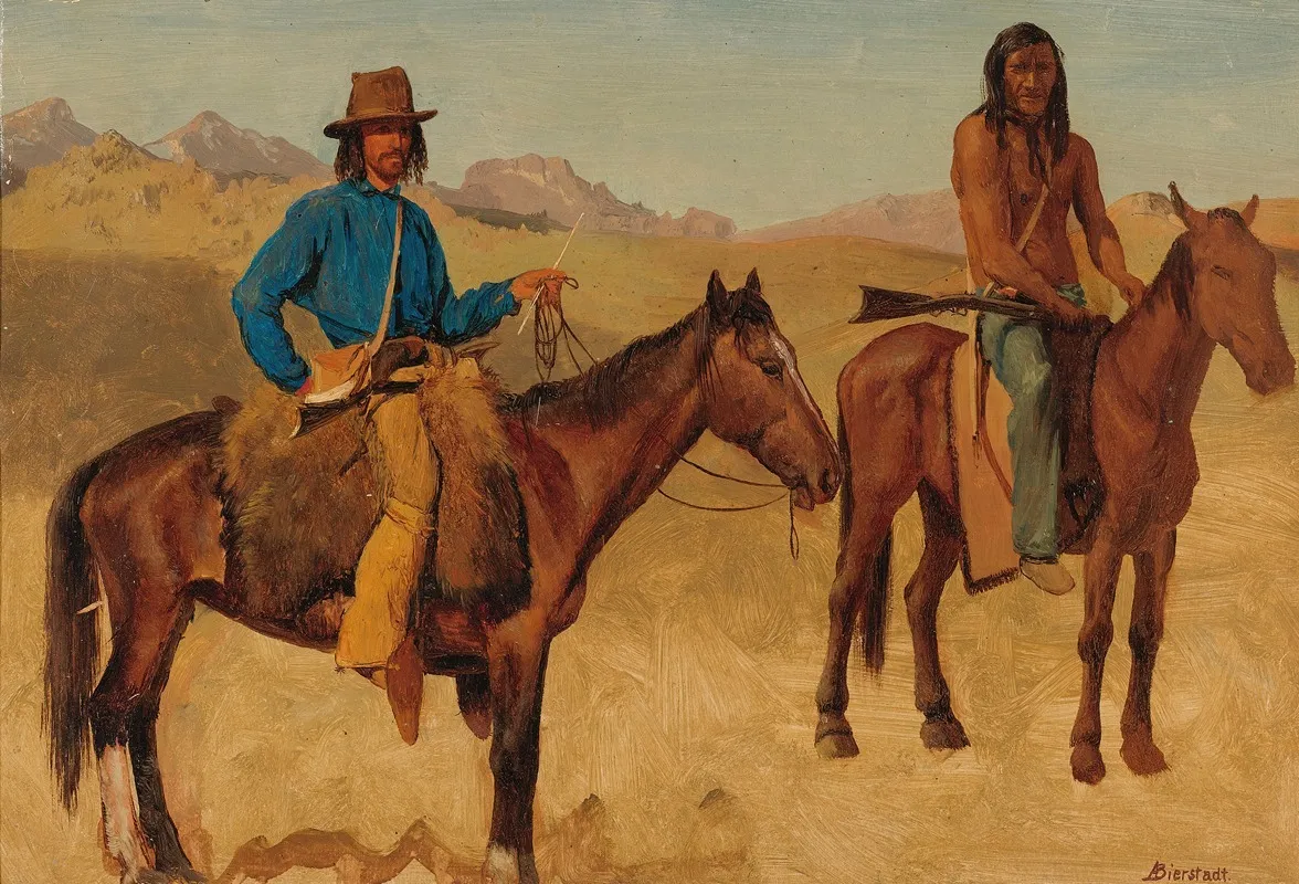 Trapper And Indian Guide On Horseback 2