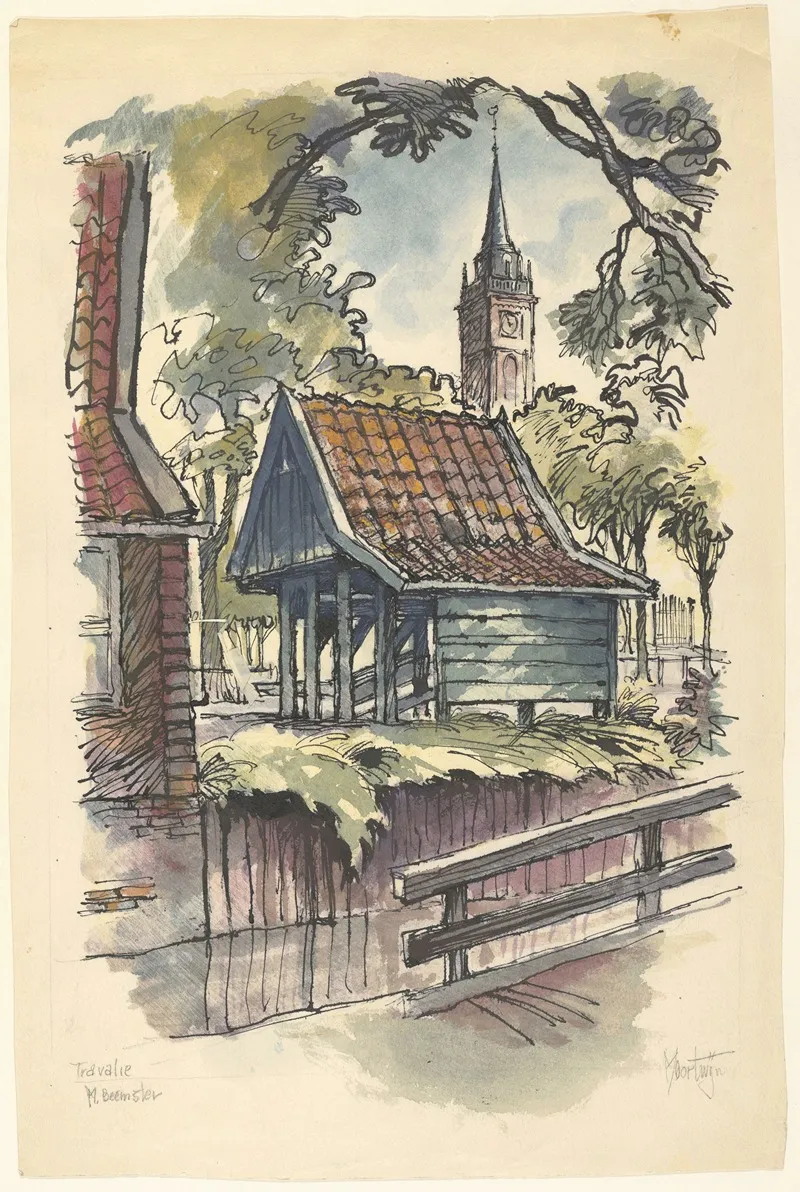 Travalje Bij De Middenweg 171 Te Middenbeemster Een Travalje Is Een Stellage Voor Een Hoefsmederij Met Pannendak Wall Art by Maarten Oortwijn - High-Resolution Digital Print
