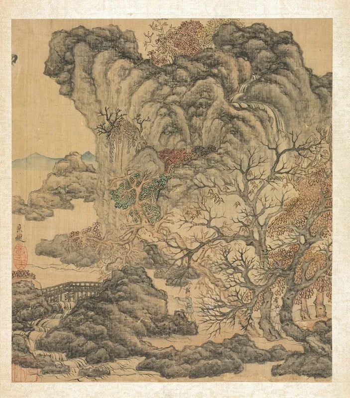 Travelers In An Autumn Landscape Wall Art by Chen Hongshou - High-Resolution Digital Print