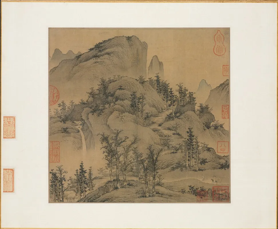 Travelers In Autumn Mountains Wall Art by Sheng Mou - High-Resolution Digital Print