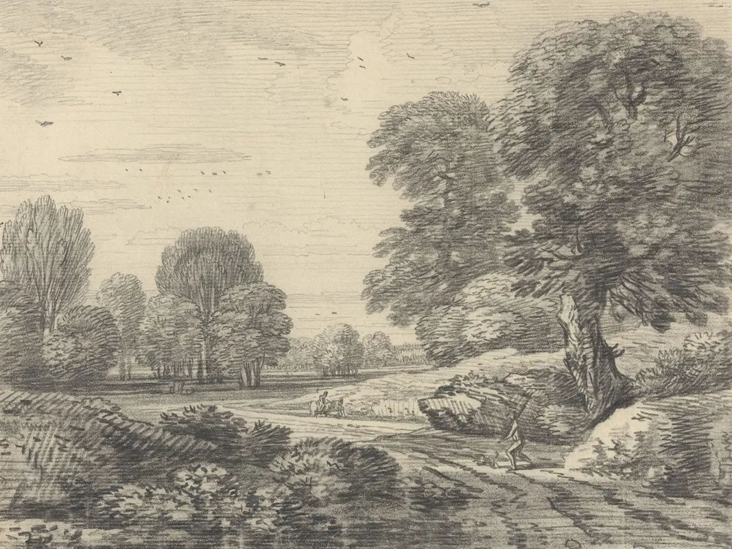 Travelers On A Road In A Wooded Landscape